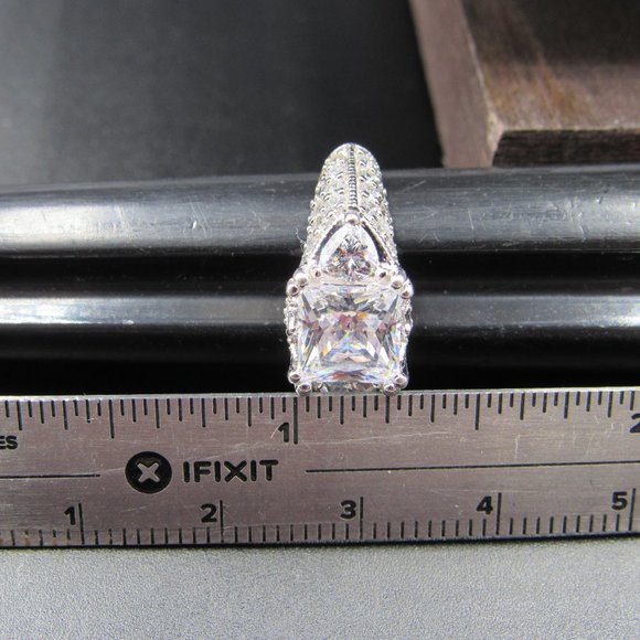 Size 5 Sterling Silver Square Cubic Zirconia Ring - Picture 6 of 7